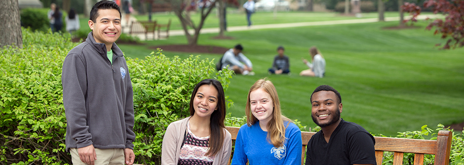 Ask A Pirate - A photo of Seton Hall students on the Seton Hall Green.