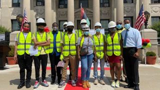 Mayor of East Orange pictured with Students.