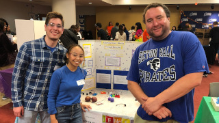 Andrew D’Amato (left) and Anne Pino (middle) with ACS Chem Club faculty advisor Dr. Joseph Badillo (right).