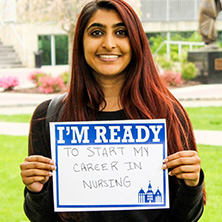 Komal Modh participating in Seton Hall's I'm Ready Campaign.