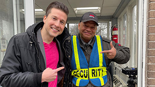 Tom Krieglstein of Swift Kick stands next to Officer Mo.