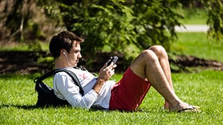 Students studying on the Seton Hall Green