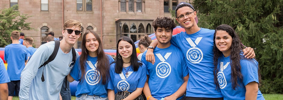 A photo of students at Blue Day.