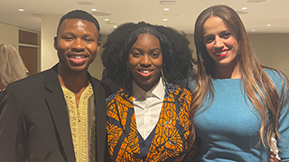 Hanan Abu Salih and Nicholas Kimble with poet at UN