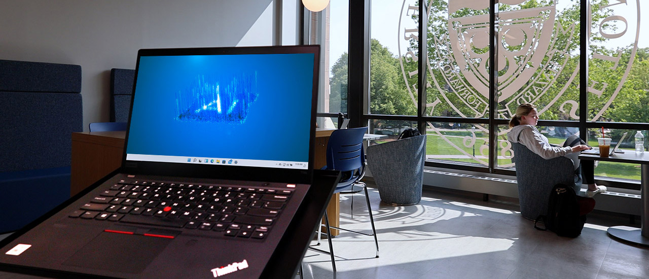 Computer with AI on the Laptop in the University Center