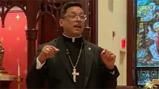 Bishop Chau preaching in the Seminary Chapel