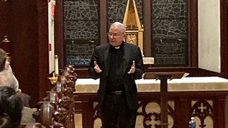 Bishop Serratelli speaking in the Chapel of Christ the Good Shepherd