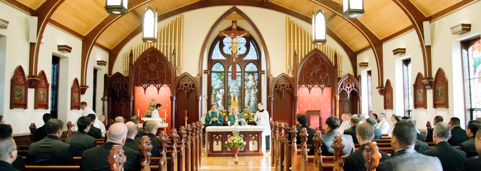 A photo inside a church