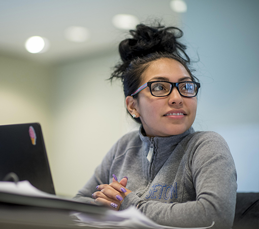 Student working at laptop