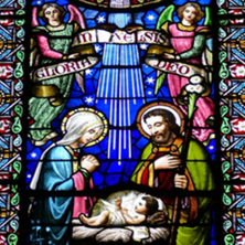 Image of the Nativity on stained glass. Image of the Nativity on stained glass.