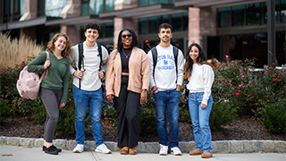 Students outside the University Center. 