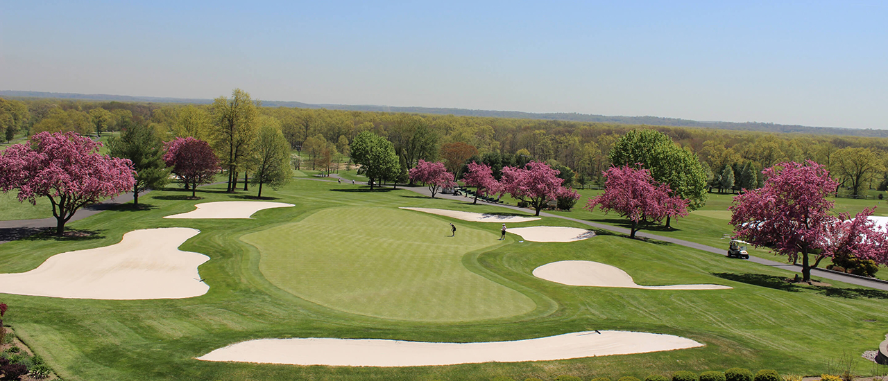 Image of Basking Ridge Country Club Golf Course with the 1856 Alumni Golf Outing logo