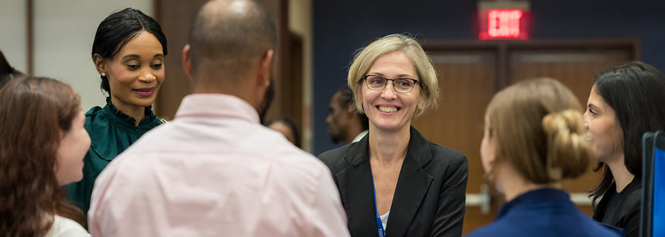 Attendees in Bethany Hall at the Graduate Open House in 2023