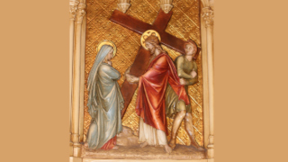 jesus-cross2x320 A photo of station 4 of Stations of the Cross in the University Chapel