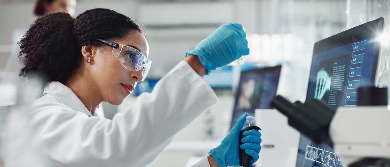 A person doing research in a lab.