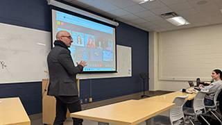 Prof. Maxim Matusevich leading discussion in his History of the Cold War class with Seton Hall and Ukrainian Catholic University students.