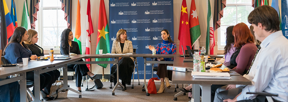 Nadia Murad with Diplomacy Students
