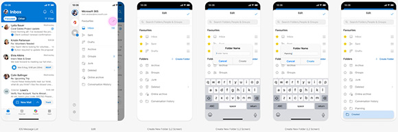 Screenshot of how to create folders in outlook