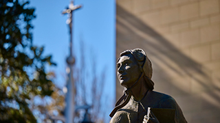 Mother Seton statue located outside of Jubilee Hall