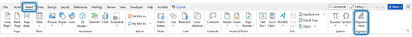 Screenshot of eSignature for Microsoft Word in SharePoint
