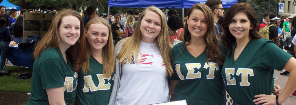 Members of the Alpha Sigma Tau sorority. 