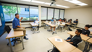 B.J. Schecter leading the Sports Media and Business Academy