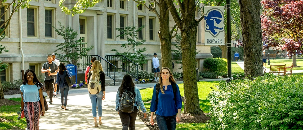 Students walking on campus