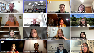 UCU students meeting virtually with Matusevich's Freshman Seminar.
