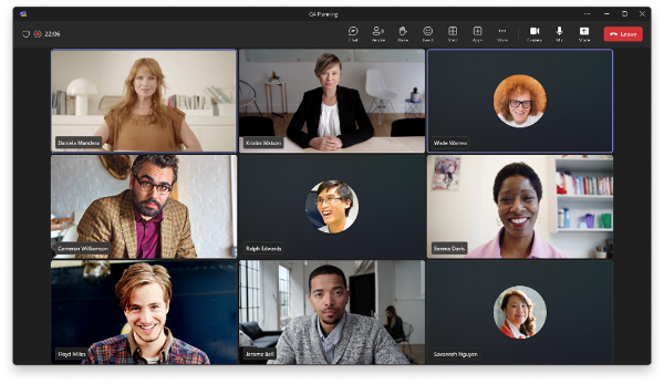 Updated gallery view in Microsoft Teams meeting room.