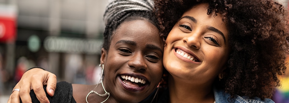 women smiling