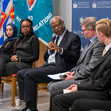 United Nations General Assembly, Ambassador Philemon Yang speaking with students.
